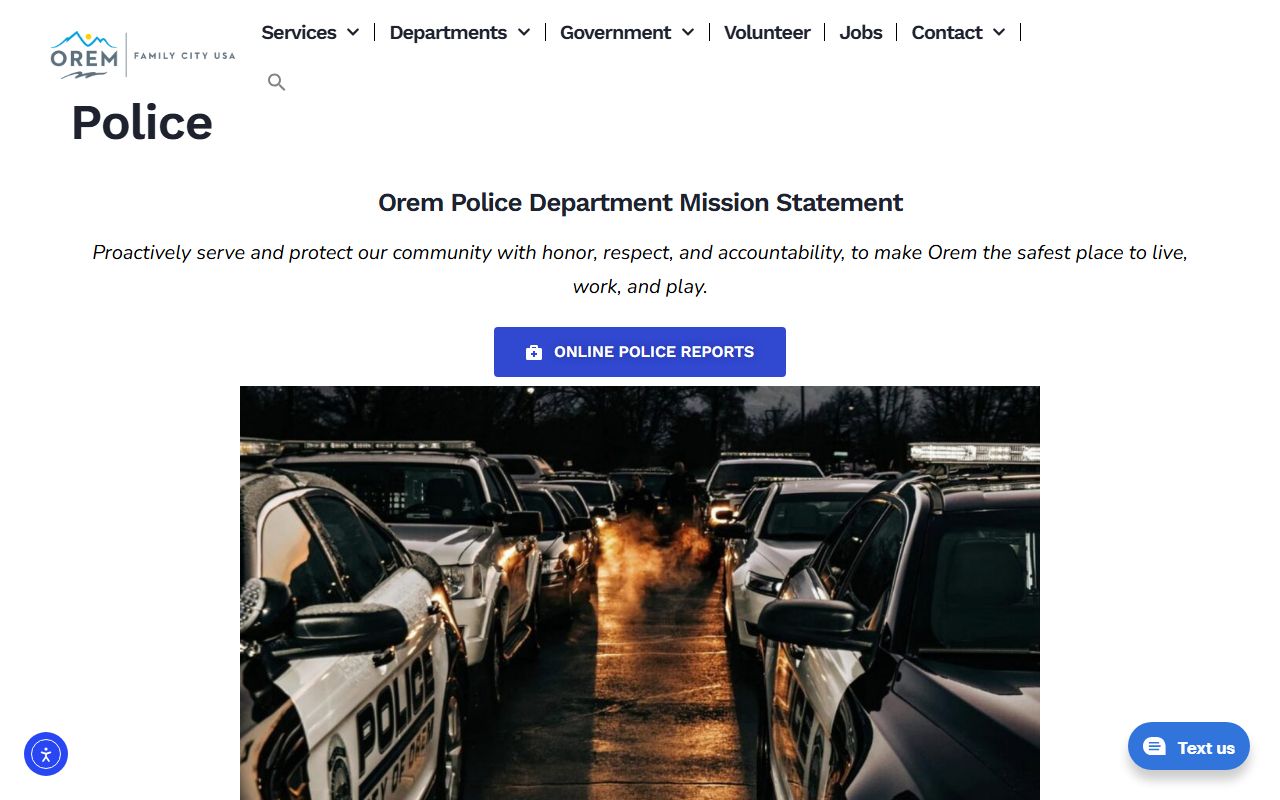 Orem Police Department website for busted mugshots and arrest records