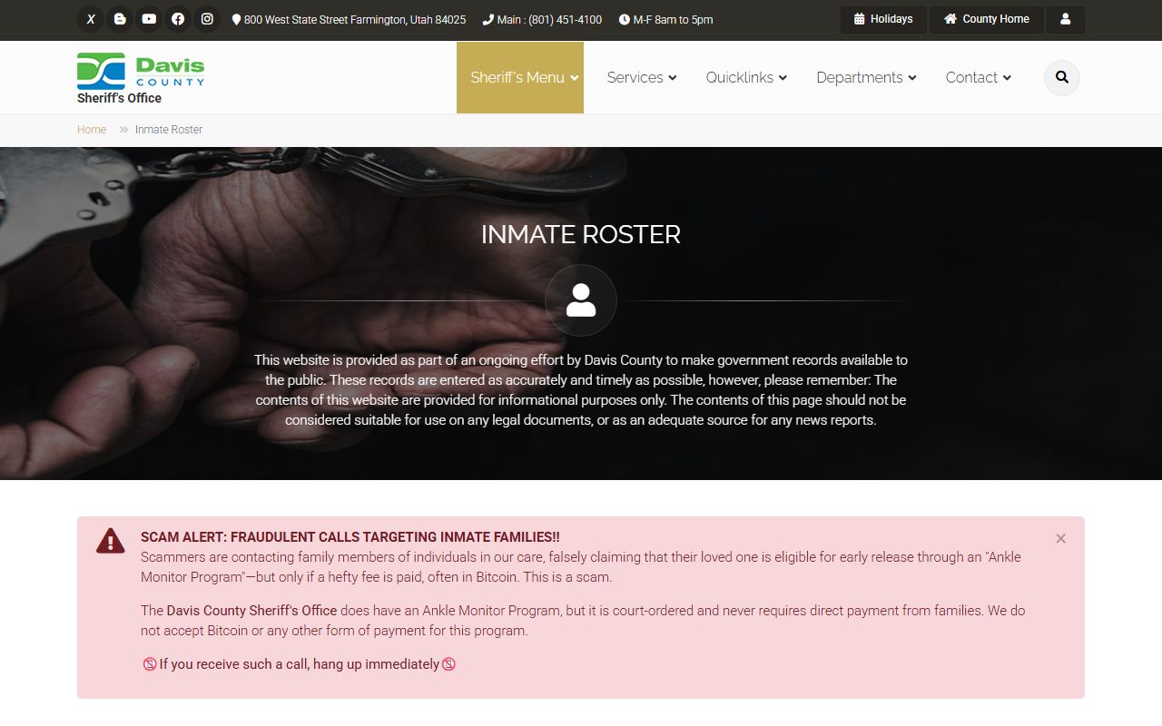 Davis County busted mugshots inmate roster page