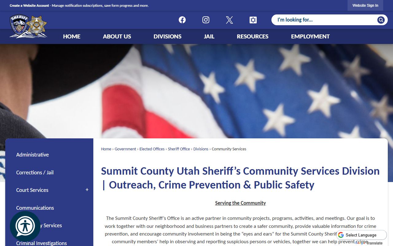 Summit County Sheriff community services page for busted mugshots records