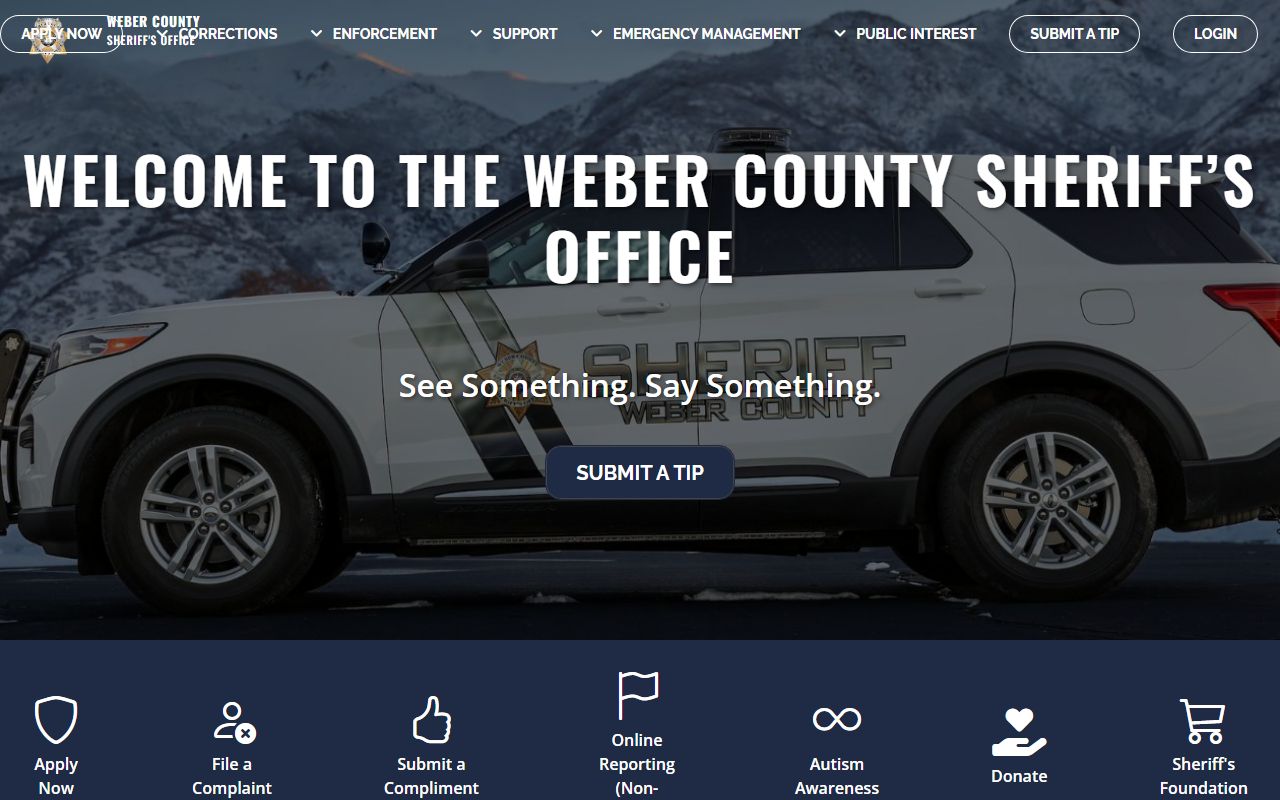 Weber County Sheriff Office website for busted mugshots and records